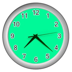 Color Medium Spring Green Wall Clock (silver)