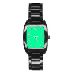 Color Medium Spring Green Stainless Steel Barrel Watch by Kultjers