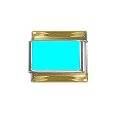 Color Aqua / Cyan Gold Trim Italian Charm (9mm) by Kultjers