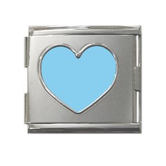 Color Baby Blue Mega Link Heart Italian Charm (18mm)