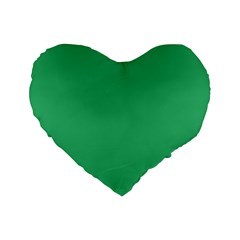 Color Medium Sea Green Standard 16  Premium Heart Shape Cushions by Kultjers