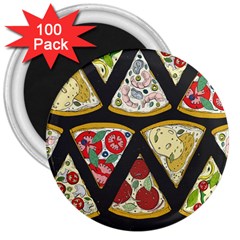 Vector-seamless-pattern-with-italian-pizza-top-view 3  Magnets (100 Pack) by Pakemis