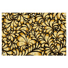 Damask-teardrop-gold-ornament-seamless-pattern Banner And Sign 6  X 4  by Pakemis