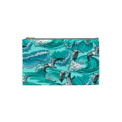 Sea-waves-seamless-pattern Cosmetic Bag (small) by Pakemis