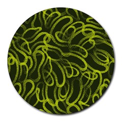 Green-abstract-stippled-repetitive-fashion-seamless-pattern Round Mousepad by Pakemis