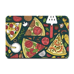 Vector-seamless-pizza-slice-pattern-hand-drawn-pizza-illustration-great-pizzeria-menu-background Small Doormat by Pakemis