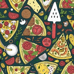 Vector-seamless-pizza-slice-pattern-hand-drawn-pizza-illustration-great-pizzeria-menu-background Play Mat (rectangle) by Pakemis