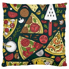 Vector-seamless-pizza-slice-pattern-hand-drawn-pizza-illustration-great-pizzeria-menu-background Large Cushion Case (two Sides) by Pakemis