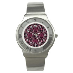 Seamless-pattern-with-flowers-oriental-style-mandala Stainless Steel Watch