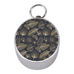 Elegant-pattern-with-golden-tropical-leaves Mini Silver Compasses by Pakemis