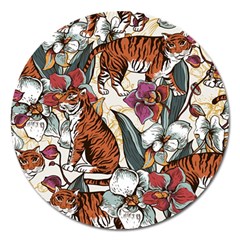 Natural-seamless-pattern-with-tiger-blooming-orchid Magnet 5  (Round)