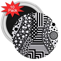 Black And White 3  Magnets (10 Pack)  by gasi