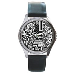 Black And White Round Metal Watch