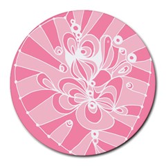 Pink Zendoodle Round Mousepad by Mazipoodles