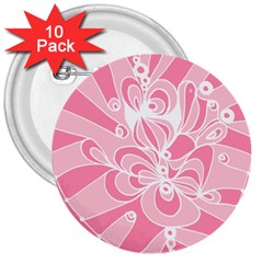 Pink Zendoodle 3  Buttons (10 Pack)  by Mazipoodles