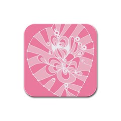 Pink Zendoodle Rubber Square Coaster (4 Pack) by Mazipoodles