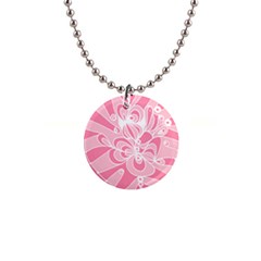 Pink Zendoodle 1  Button Necklace