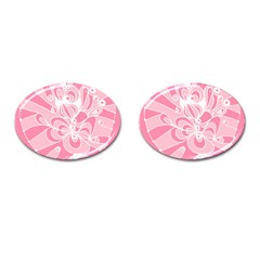 Pink Zendoodle Cufflinks (oval) by Mazipoodles