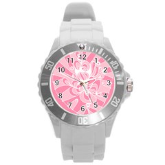 Pink Zendoodle Round Plastic Sport Watch (L)