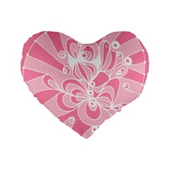 Pink Zendoodle Standard 16  Premium Heart Shape Cushions