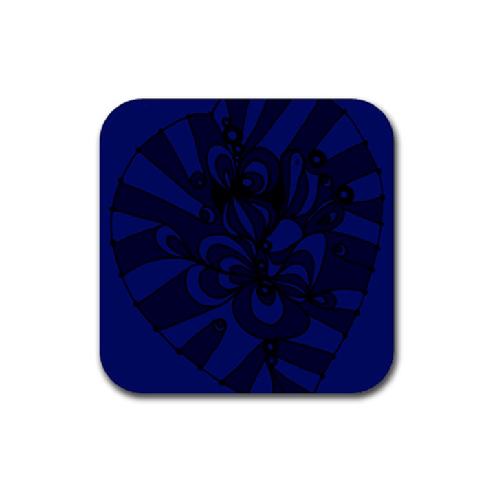 Blue 3 Zendoodle Rubber Coaster (Square)