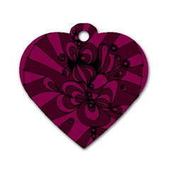 Aubergine Zendoodle Dog Tag Heart (one Side) by Mazipoodles