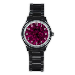 Aubergine Zendoodle Stainless Steel Round Watch by Mazipoodles