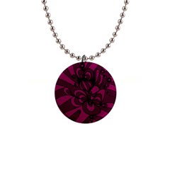 Aubergine Zendoodle 1  Button Necklace by Mazipoodles