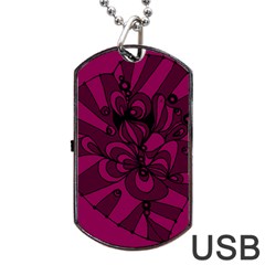 Aubergine Zendoodle Dog Tag Usb Flash (two Sides) by Mazipoodles