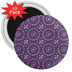 Kaleidoscope Plum 3  Magnets (10 Pack)  by Mazipoodles