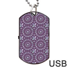 Kaleidoscope Plum Dog Tag Usb Flash (one Side) by Mazipoodles