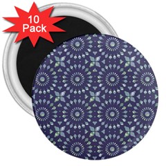 Kaleidoscope Deep Purple 3  Magnets (10 Pack)  by Mazipoodles