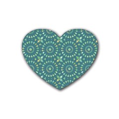 Kaleidoscope Hunter Green Rubber Coaster (heart) by Mazipoodles