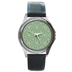 Kaleidoscope Peaceful Green Round Metal Watch by Mazipoodles