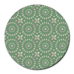 Kaleidoscope Peaceful Green Round Mousepad by Mazipoodles