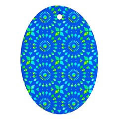 Kaleidoscope Blue Ornament (oval) by Mazipoodles