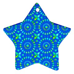 Kaleidoscope Blue Star Ornament (two Sides) by Mazipoodles
