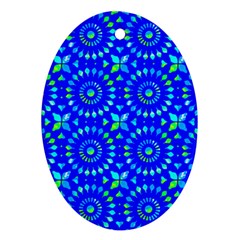 Kaleidoscope Royal Blue Oval Ornament (two Sides) by Mazipoodles