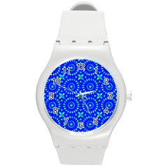 Kaleidoscope Royal Blue Round Plastic Sport Watch (m) by Mazipoodles