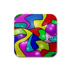 Colorful abstract art Rubber Square Coaster (4 pack)