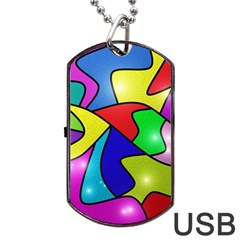 Colorful Abstract Art Dog Tag Usb Flash (two Sides) by gasi