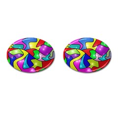 Colorful Abstract Art Cufflinks (oval) by gasi