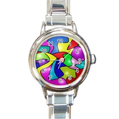 Colorful Abstract Art Round Italian Charm Watch by gasi