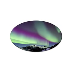 Aurora Stars Sky Mountains Snow Aurora Borealis Sticker (oval) by Uceng