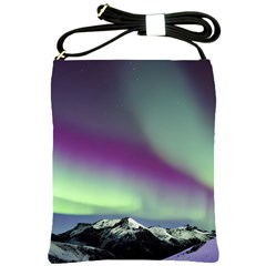 Aurora Stars Sky Mountains Snow Aurora Borealis Shoulder Sling Bag by Uceng