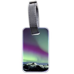 Aurora Stars Sky Mountains Snow Aurora Borealis Luggage Tag (two Sides) by Uceng