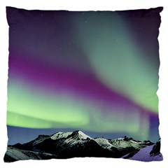 Aurora Stars Sky Mountains Snow Aurora Borealis Large Flano Cushion Case (one Side) by Uceng