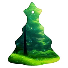 Anime Forrest Nature Fantasy Sunset Trees Woods Christmas Tree Ornament (two Sides) by Uceng