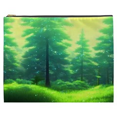 Anime Forrest Nature Fantasy Sunset Trees Woods Cosmetic Bag (xxxl) by Uceng