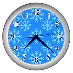 Holiday Celebration Decoration Background Christmas Wall Clock (silver) by Uceng